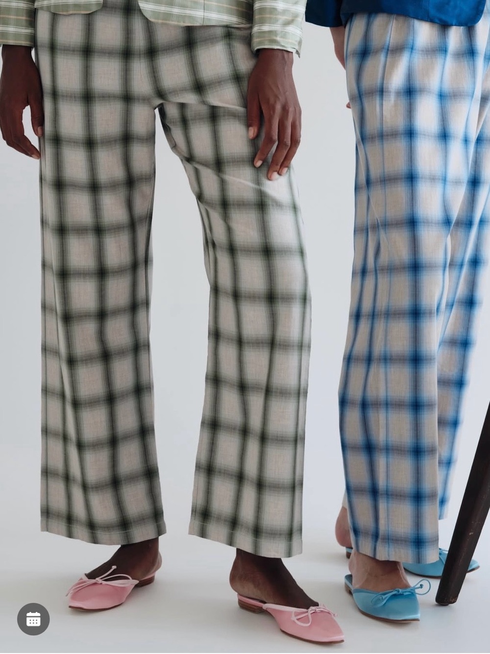 DONNI Plaid Flannel Crop Pants in Green